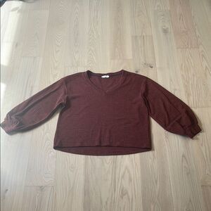 Lush Maroon V-Neck Blouse